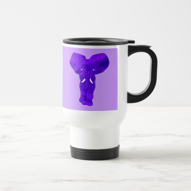 Purple Elephant Art on T shirts, Baby Clothes Travel Mug (Right)