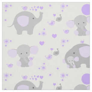 Purple Elephant Baby Girl Fabric