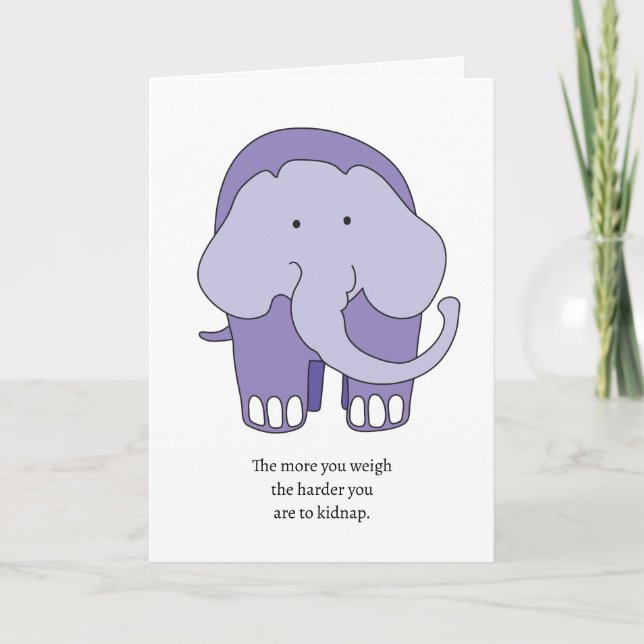 Purple Elephant Birthday Card (Front)