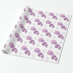 Purple Elephant Birthday Wrapping Paper