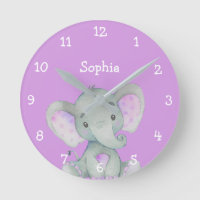 Purple Elephant Cute Baby Girl Name Personalized