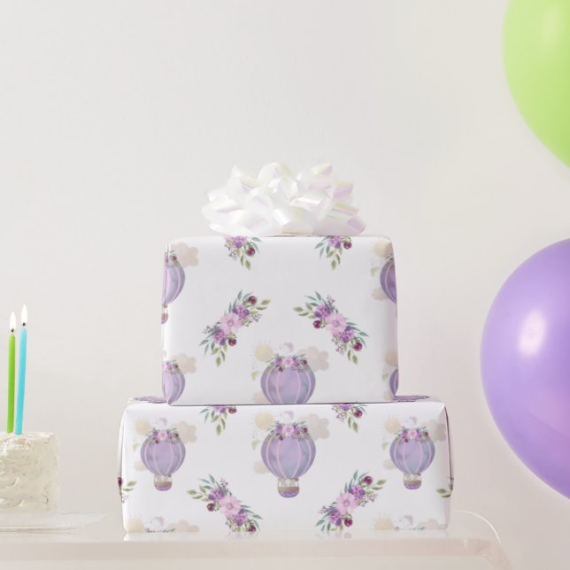 Purple elephant gift wrapping paper, baby shower w paper (Party Gifts)