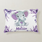 Purple elephant girl Custom name Pillow