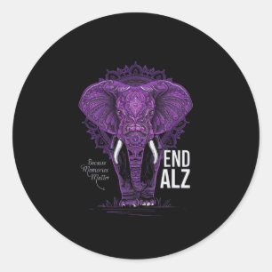 Purple Elephant Heimerheimer Awareness End Heimer Classic Round Sticker