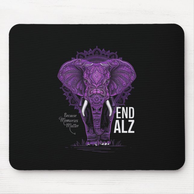 Purple Elephant Heimerheimer Awareness End Heimer  Mouse Pad (Front)