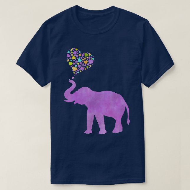 Purple Elephant Love  T-Shirt (Design Front)