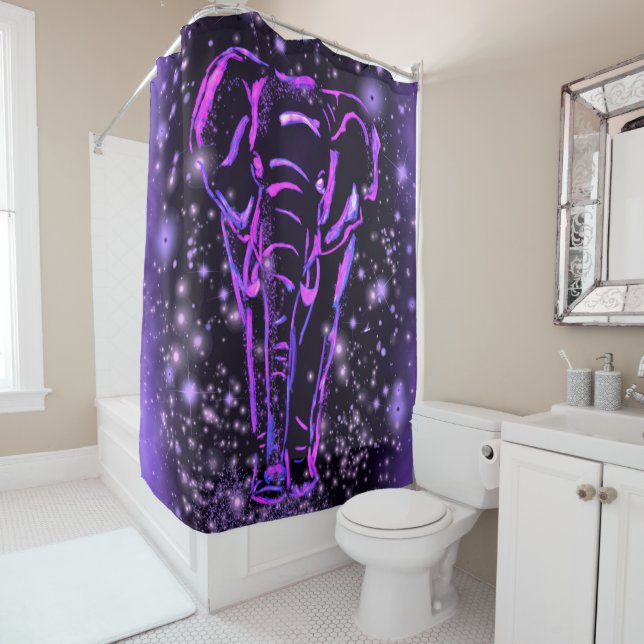 Purple Elephant Shower Curtain (In Situ)