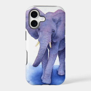 purple elephant watercolor art on multiple items!