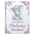 Purple Elephant Welcome Sign, Girl Roses Shower