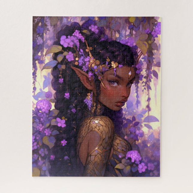 Purple Elf African American Fantasy Art Jigsaw Puzzle (Vertical)