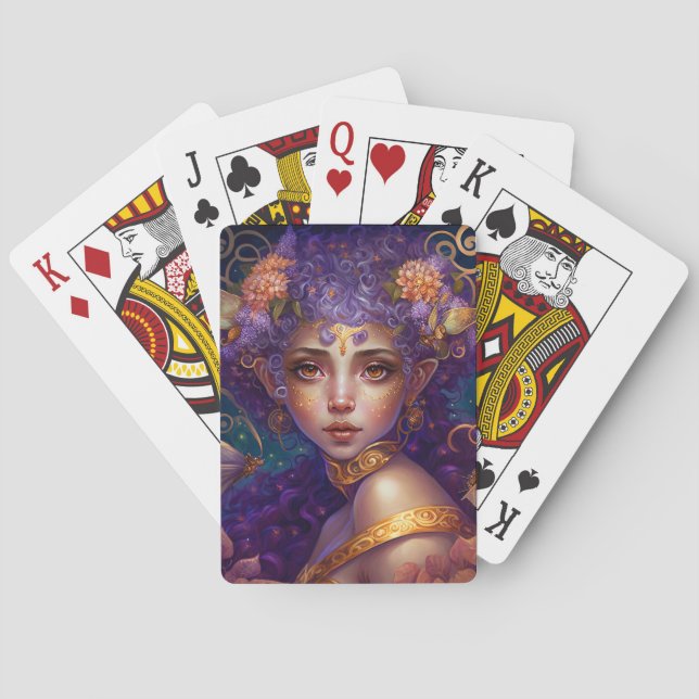Purple Elf Fairy Fantasy Art Playing Cards (Back)