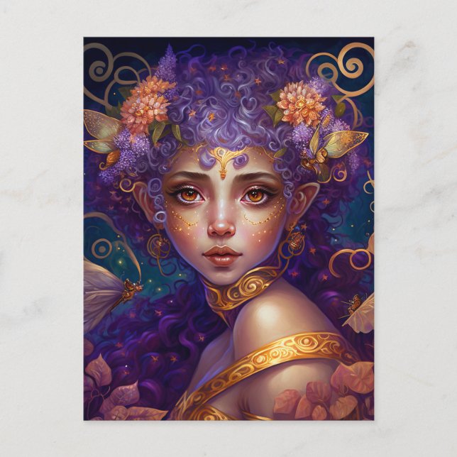 Purple Elf Fairy Fantasy Art Postcard (Front)