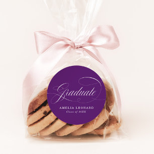 Purple Eloquence Graduation Classic Round Sticker
