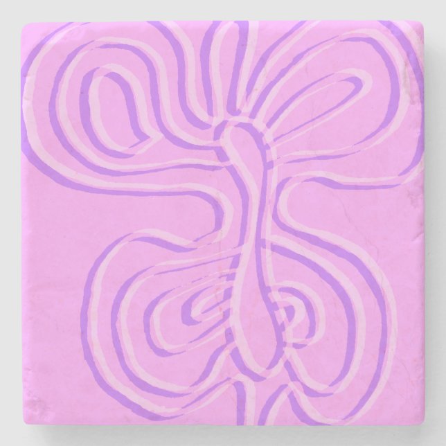 Purple Embossed "Rainbow" Flutterfly  Stone Coaster (Front)