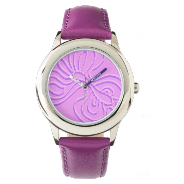 Purple Embossed "Rainbow" Flutterfly Watch (Front)