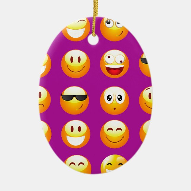 purple emojis ceramic tree decoration (Front)