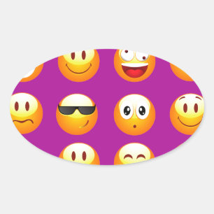 purple emojis oval sticker