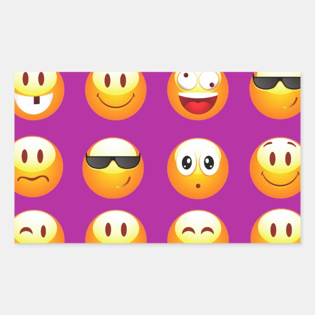 purple emojis rectangular sticker (Front)