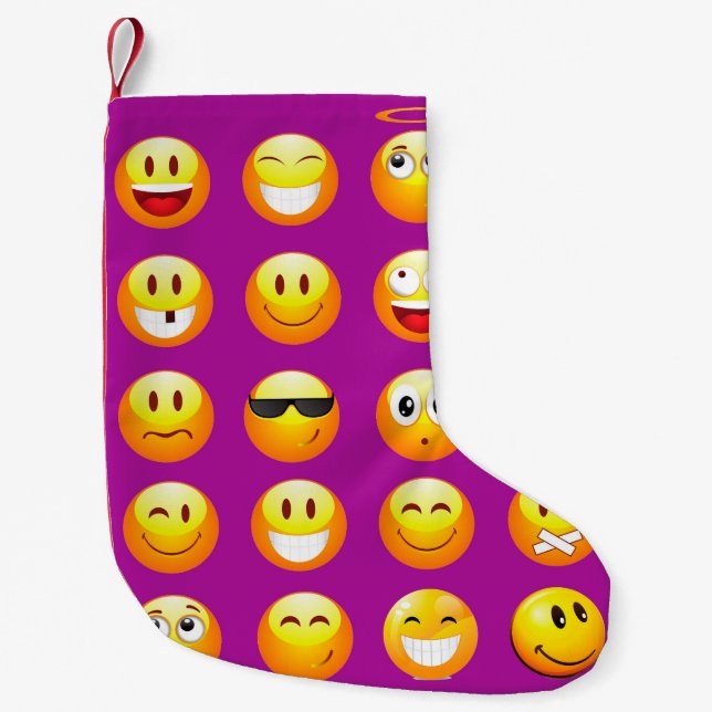 purple emojis xmas christmas stocking (Front)