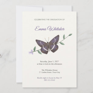 Purple Emperor Butterfly Graduation Invitation