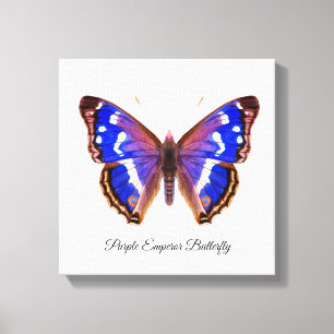 Purple Emperor Butterfly Watercolor Painting Canvas Print