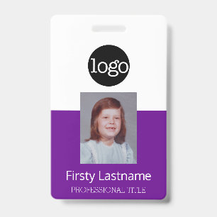 Purple Employee - Photo, Bar Code, Logo, Name ID Badge