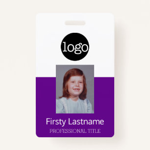 Purple Employee - Photo, Bar Code, Logo, Name ID ID Badge