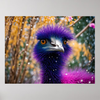 Purple Emu Looking A Bit Disgruntled Poster