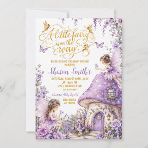Purple Enchanted Forest Fairy Baby Shower Invitation