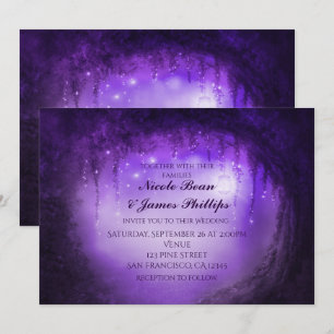 Purple Enchanted Forest Tree Fantasy Invitations