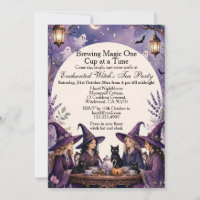 Purple Enchanted Witch Tea Party Midnight Moonlit 