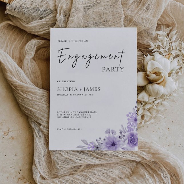 Purple Engagement Invitation Template (Purple Engagement Invitation Template)