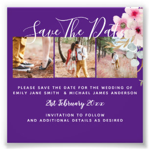 Purple Engagement Photo Save the Date BUDGET Print