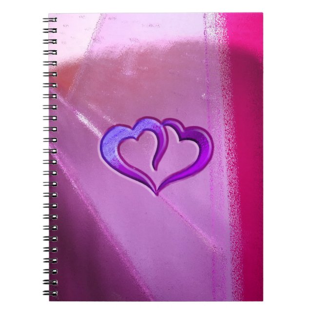 Purple Engraved Hearts Spiral Notebook (Front)