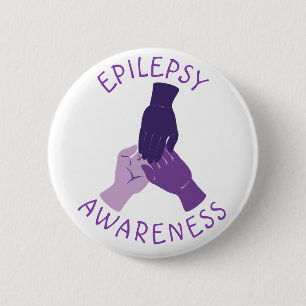 Purple Epilepsy Awareness Hands Support 6 Cm Round Badge