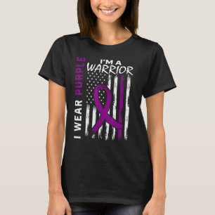 Purple Epilepsy Warrior Awareness USA Flag Men Wom T-Shirt