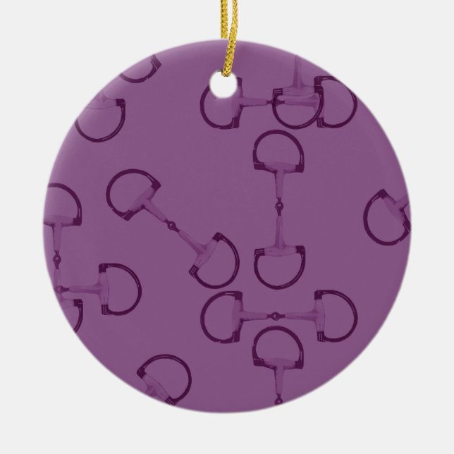 Purple Equestrian Horse Bits Ceramic Tree Decoration (Front)