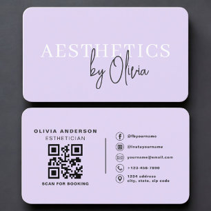 Purple Esthetician Skincare QR Code Business Card