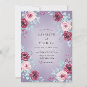 Purple Ethereal Rose Wedding Invitation