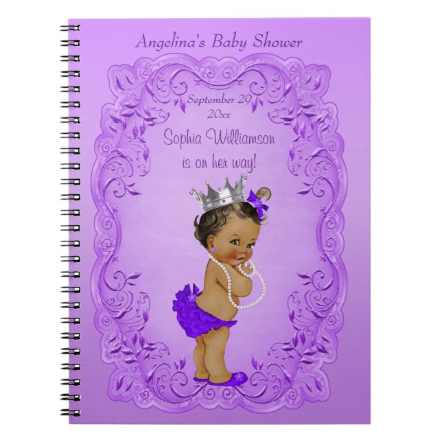 Purple Ethnic Princess Baby Shower Guest Book (Front)