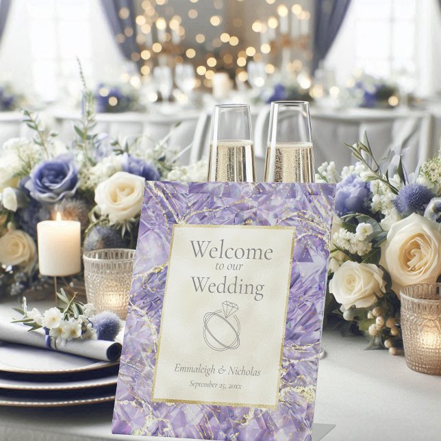 Purple Euphoria Amethyst Gemstone Wedding Pedestal Sign (Creator Uploaded)