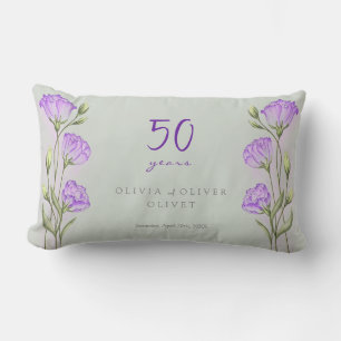 Purple Eustomas Wedding Anniversary 50 Years Lumbar Cushion