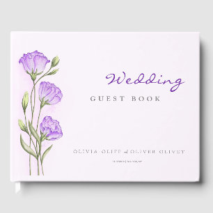 Purple Eustomas Wedding Guest Book