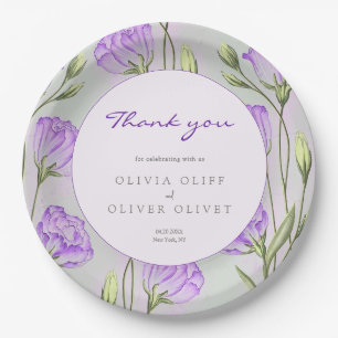 Purple Eustomas Wedding Thank you Paper Plate