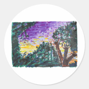 Purple Evening Classic Round Sticker