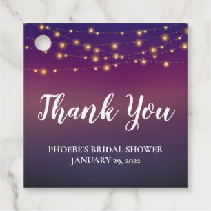 Purple Evening Sky String Lights Bridal Shower Favour Tags