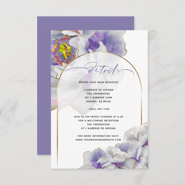 Purple Exotic Floral Floral Details Card (Front/Back)