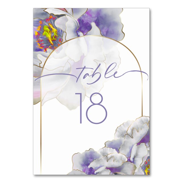 Purple Exotic Floral Table Number (Front)