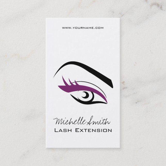Purple Eye long eyelashes Lash extension  icon Business Card (Front)
