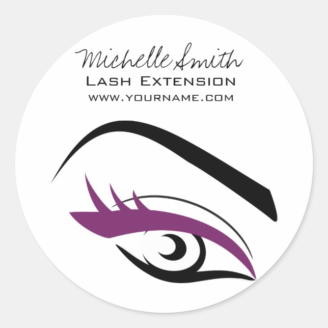 Purple Eye long eyelashes Lash extension  icon Classic Round Sticker (Front)